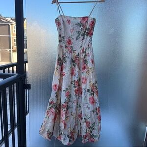 NWT Abercrombie & Fitch Dipped-Waist Bubble Hem Midi Dress